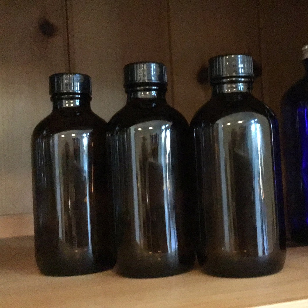 Amber Glass Round Bottle, 4 fl oz