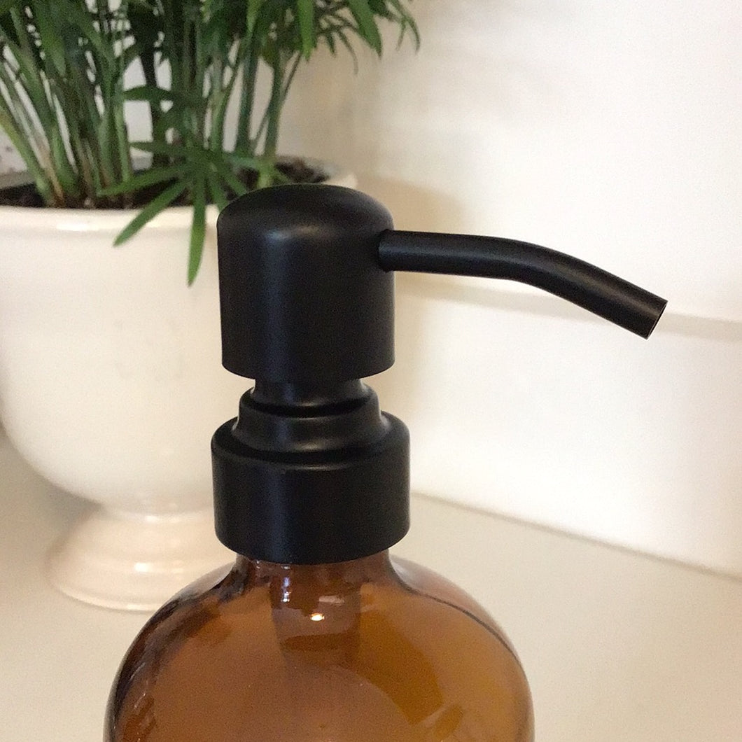 Amber Bottle with Black Metal Pump